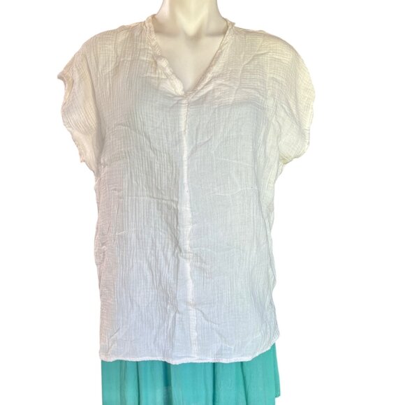 White V Neck Sleeveless  Top Womens Casual Blouse Soft Cotton Size M - XL - Picture 2 of 8